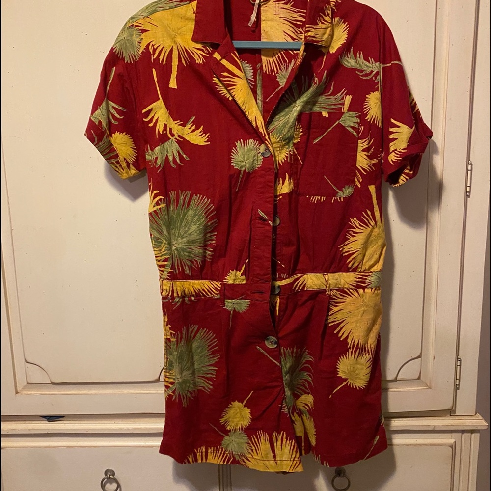 Free People tropical romper shorts jumpsuit M NWOT
